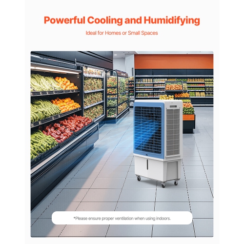 VEVOR 4129 CFM Evaporative Air Cooler, with 12.7 Gallon Water Tank Swamp Cooler, Portable Cooling Fan with Remote Control, 12H Timer, 4 Ice Boxes,