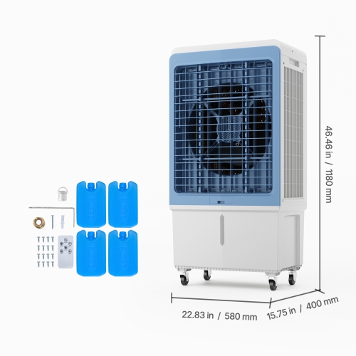 VEVOR 4129 CFM Evaporative Air Cooler, with 12.7 Gallon Water Tank Swamp Cooler, Portable Cooling Fan with Remote Control, 12H Timer, 4 Ice Boxes,