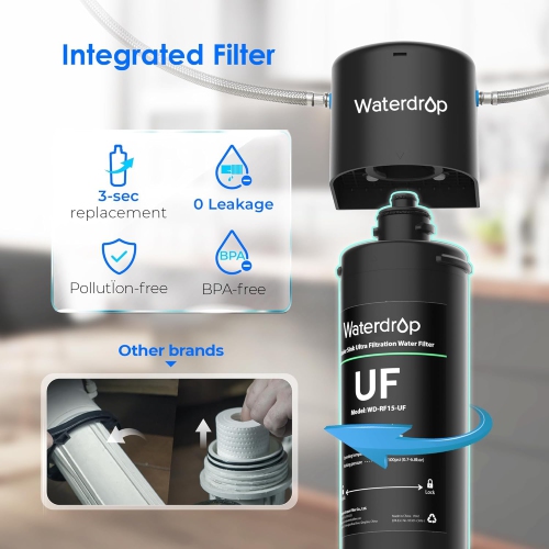 Waterdrop 15Les-UF 0,01 μm Ultra Filtration sous évier Filtre à eau pour réduction de Baçtёria, ? ?????