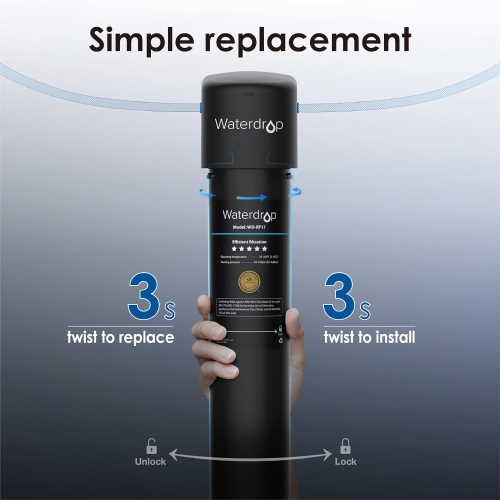 Cartouche de filtre de rechange RF17 de Waterdrop pour filtre à eau de dessous d'évier de 17-17UB
