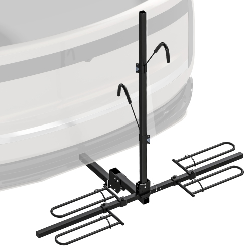 HOMCOM Hitch Mount Bike Rack for Car, 200 lbs 2 Bike Rack with Platform Style, Hitch Tightener, Foldable Design, Safety Strap for Trucks SUVs