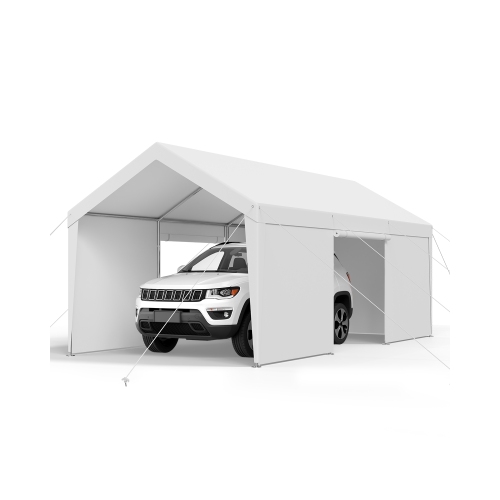 VEVOR  10 X 20 Ft Carport, Outdoor Car Canopy, Potable Carport w Removable Sidewalls & Door, Heavy Duty Car Shelter, Uv-Resistant & Water-Resistant