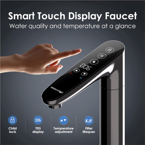 Waterdrop Reverse Osmosis System, Instant Hot Water Dispenser, 600 GPD, Reduce PFAS, Tankless, 2:1 Pure to Drain, Under Sink