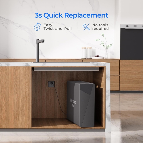 Système d'osmose inverse sans prise d'eau Waterdrop X16-Alkaline, certifié NSF/ANSI 42&58&372, système de filtration par osmose inverse 1600 GPD,