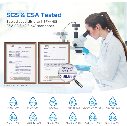 Waterdrop G3P800 Reverse Osmosis System, 800 GPD Fast Flow, NSF/ANSI 42 & 53 & 58 & 372 Certified, 3:1 Pure to Drain, LED Purifier, Smart Faucet