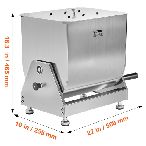 VEVOR 15L Manual Meat Mixer, Tilt Tank Meat Processing Equipment(Mixing Max 15LBS for Meat), Stainless Steel Meat Mixer, Sausage Mixer Machine with