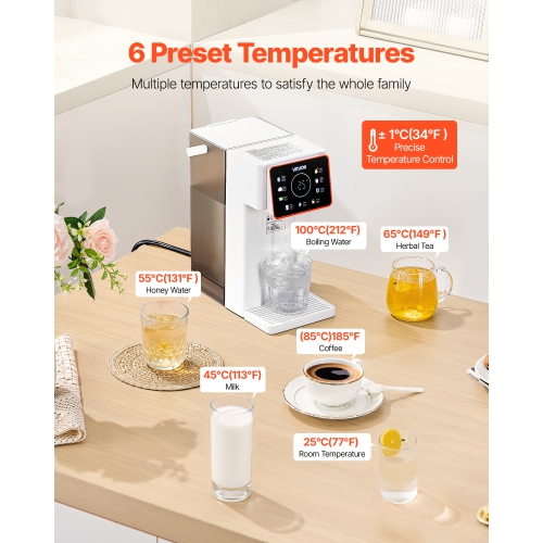 Distributeur d'eau chaude instantané VEVOR 101 oz, distributeur d'eau de comptoir avec 6 réglages de température et 7 volumes d'eau, réservoir