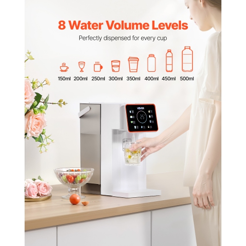 Distributeur d'eau chaude instantané VEVOR 101 oz, distributeur d'eau de comptoir avec 6 réglages de température et 7 volumes d'eau, réservoir