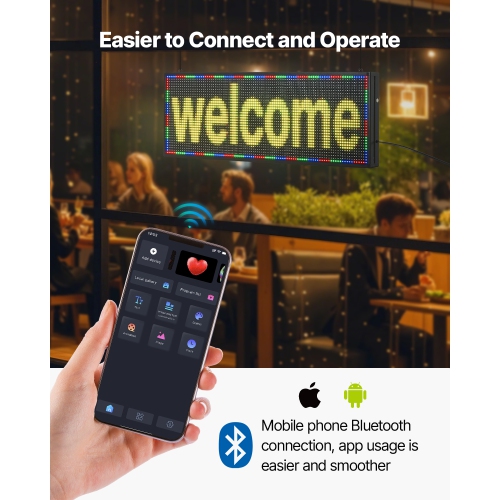 VEVOR P10 Programmable LED Sign,Full Color Flexible Digital Scrolling Panel, DIY Custom Text Pattern GIF Display Board, Bluetooth APP Control Message