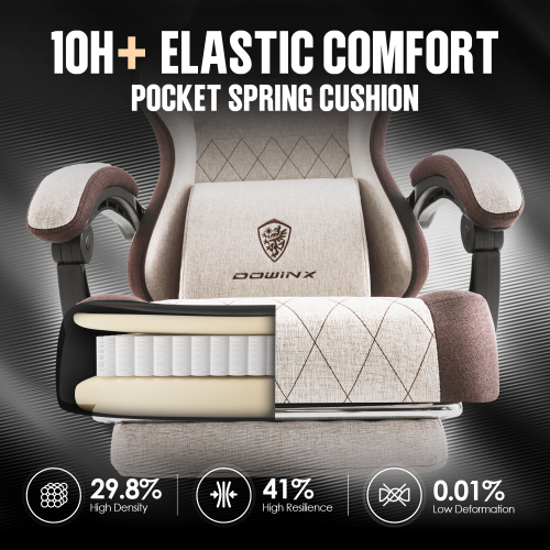 Dowinx Gaming Chair Fabric with Footrest, Ergonomic Computer Chair with Massage Lumbar Support, Big and Tall Game Chair for Adults, Home Office Chair