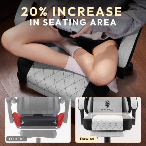 Dowinx Gaming Chair Fabric with Footrest, Ergonomic Computer Chair with Massage Lumbar Support, Big and Tall Game Chair for Adults, Home Office Chair