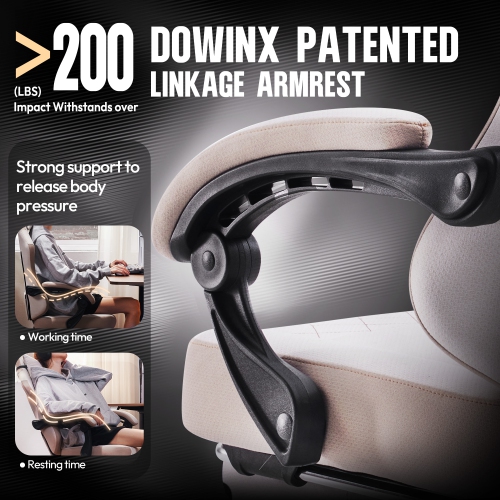 Dowinx Gaming Chair Fabric with Footrest, Ergonomic Computer Chair with Massage Lumbar Support, Big and Tall Game Chair for Adults, Home Office Chair