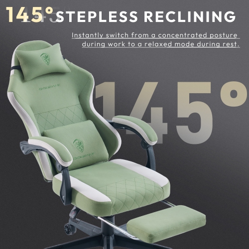 Dowinx Gaming Chair Fabric with Footrest, Ergonomic Computer Chair with Massage Lumbar Support, Big and Tall Game Chair for Adults, Home Office Chair