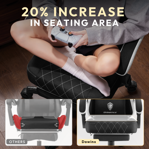 Dowinx Gaming Chair Fabric with Footrest, Ergonomic Computer Chair with Massage Lumbar Support, Big and Tall Game Chair for Adults, Home Office Chair