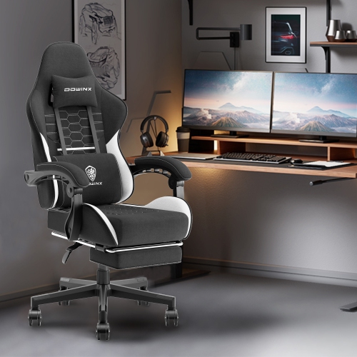 Dowinx High Back Gaming Chair for Adults Big and Tall, Office Chair Fabric with Pocket Spring Cushion, Ergonomic Computer Chair with Massage Lumbar