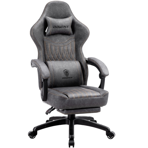 Dowinx Gaming Chair Breathable PU Leather Gamer Chair with Pocket Spring Cushion, Ergonomic Computer Chair with Massage Lumbar Support,Adjustable