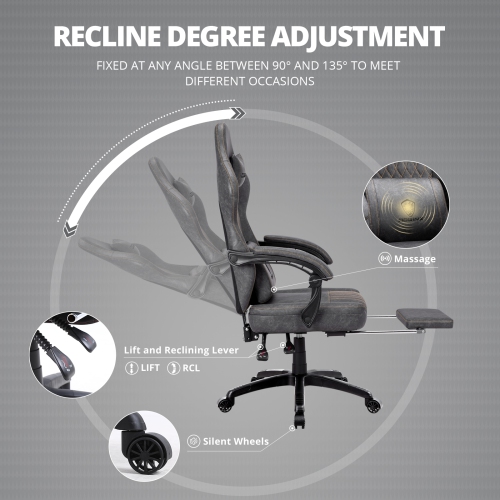 Dowinx Gaming Chair Breathable PU Leather Gamer Chair with Pocket Spring Cushion, Ergonomic Computer Chair with Massage Lumbar Support,Adjustable