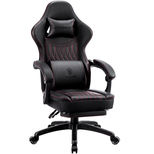 Dowinx Gaming Chair Breathable PU Leather Gamer Chair with Pocket Spring Cushion, Ergonomic Computer Chair with Massage Lumbar Support,Adjustable