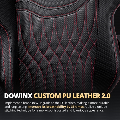 Dowinx Gaming Chair Breathable PU Leather Gamer Chair with Pocket Spring Cushion, Ergonomic Computer Chair with Massage Lumbar Support,Adjustable
