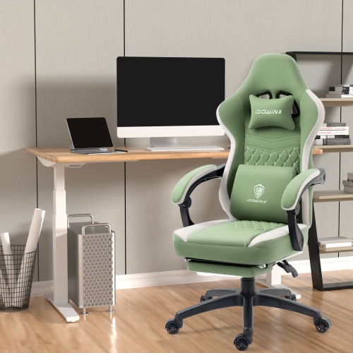 Dowinx Gaming Chair Breathable Fabric Computer Chair with Pocket Spring Cushion, Comfortable Office Chair with Gel Pad and Storage Bags, Massage Game