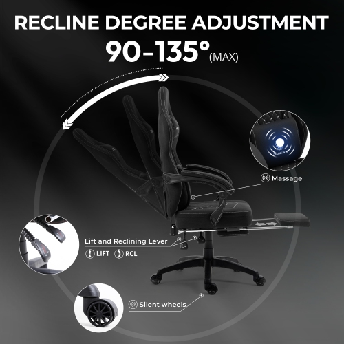 Dowinx Gaming Chair Breathable Fabric Computer Chair with Pocket Spring Cushion, Comfortable Office Chair with Gel Pad and Storage Bags, Massage Game