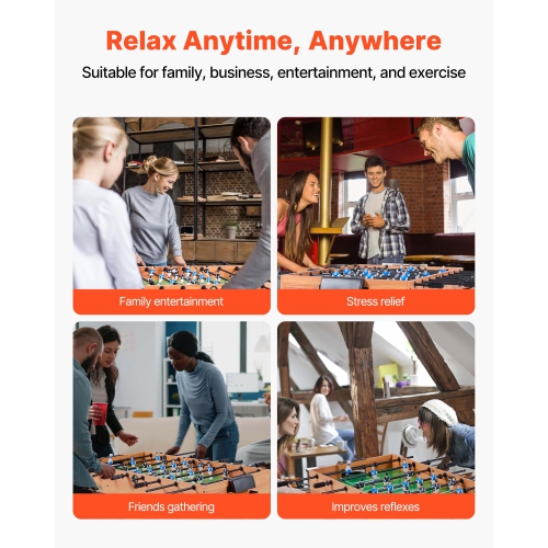 VEVOR 42 inch Folding Foosball Table, Standard Size Table, Indoor Full Size Foosball Tables for Home, Family, and Game Room, Durable Soccer Set,