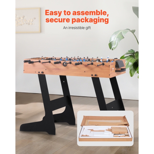 VEVOR 42 inch Folding Foosball Table, Standard Size Table, Indoor Full Size Foosball Tables for Home, Family, and Game Room, Durable Soccer Set,