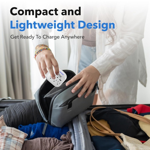 BN-LINK Multi Plug Outlet Extender 2-Pack – 3 Wall Outlets + 3 USB Ports – Charging Adapter for Dorm, School, Travel, Office, Home