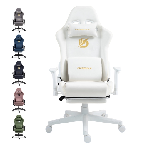 Dowinx Gaming Chair with Massage Lumbar Support & Footrest - Ergonomic Reclining Office Chair, High Back Suede Fabric for Adults