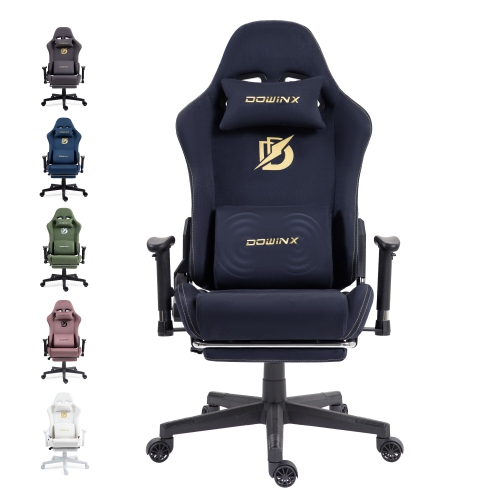 Fauteuil de jeu avec soutien lombaire et repose-pieds de Dowinx – Fauteuil de bureau ergonomique inclinable, tissu en suède à dossier haut pour