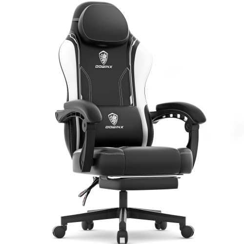 Dowinx Ergonomic Gaming Chair with Lumbar Support, High Back Office Chair with Footres, PU Leather Game Chair 300LBS for Big and Tall Adults, Swivel