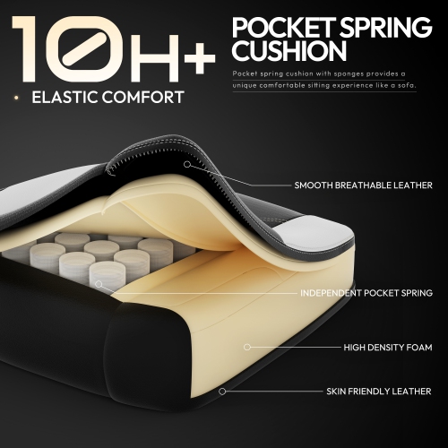 Dowinx Ergonomic Gaming Chair with Lumbar Support, High Back Office Chair with Footres, PU Leather Game Chair 300LBS for Big and Tall Adults, Swivel