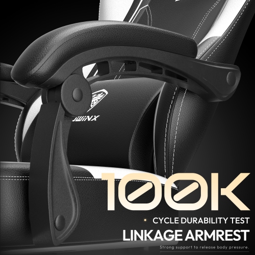 Dowinx Ergonomic Gaming Chair with Lumbar Support, High Back Office Chair with Footres, PU Leather Game Chair 300LBS for Big and Tall Adults, Swivel