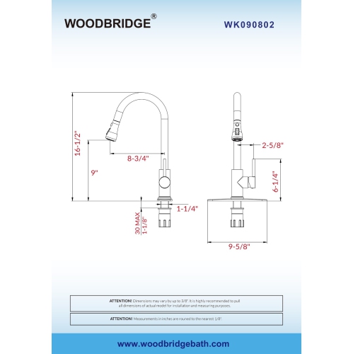 WOODBRIDGE Single Handle Pull Down Kitchen Faucet in Brushed Nickel Finish