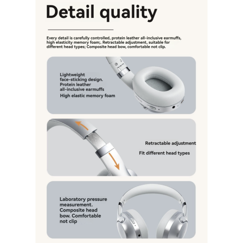 On-Ear Bluetooth Headphones with Active Noise Cancellation, High-Fidelity Stereo Sound, 40mm Drivers, Ultra-Lightweight Foldable - Comfortable Memory