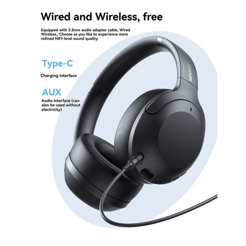 Comfortable Bluetooth headphones with soft ear cushions, active noise cancellation, 40mm dynamic sound and long-lasting battery life. Foldable and