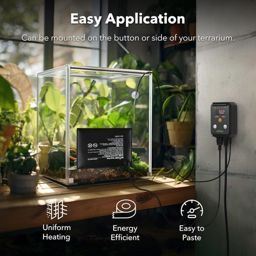 BN-LINK 6"x8" Reptile Heating Pad with Digital Thermostat – Under Tank Heater for Turtles, Lizards, Frogs, etc.