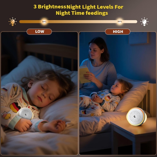 Machine à bruit blanc avec petit haut-parleur, Machine à bruit apaisant portative, 27 sons apaisants et veilleuse, Appareil apaisant pour le sommeil