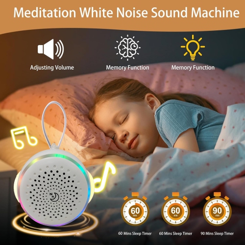 Machine à bruit blanc avec petit haut-parleur, Machine à bruit apaisant portative, 27 sons apaisants et veilleuse, Appareil apaisant pour le sommeil