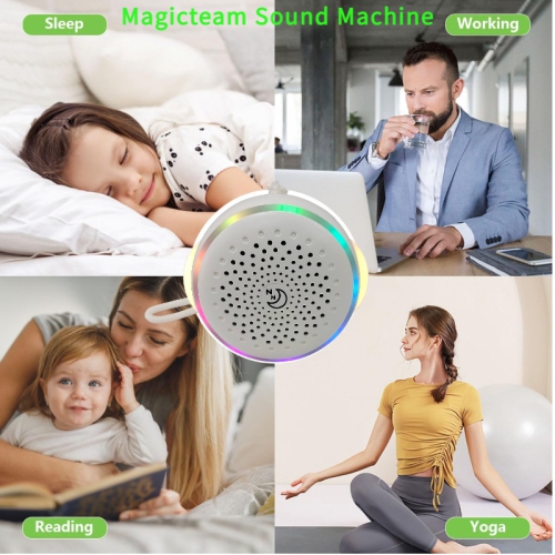 Machine à bruit blanc avec petit haut-parleur, Machine à bruit apaisant portative, 27 sons apaisants et veilleuse, Appareil apaisant pour le sommeil