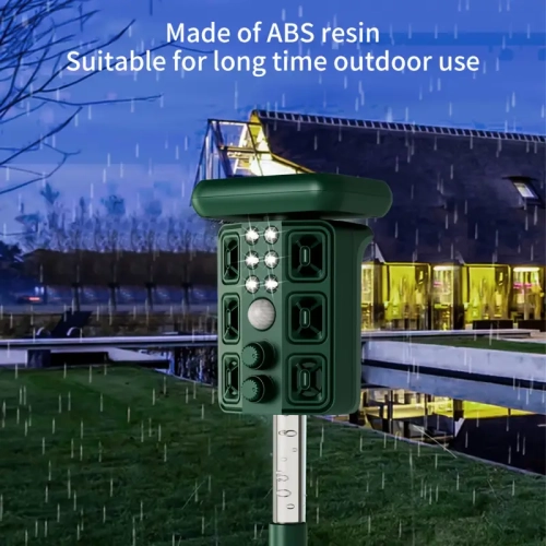 4-in-1Ultrasonic Solar Pest Repellent with 4 Speakers, LED Flashlight, Motion & IR Sensors. Repels rodents, birds, reptiles, dogs, cats & wildlife.