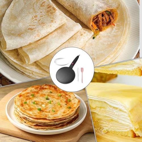 Nonstick Coating Electric Crepe Maker 600W Handheld Pancake Maker Electric Round Griddle for Pancake Red