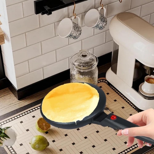 Nonstick Coating Electric Crepe Maker 600W Handheld Pancake Maker Electric Round Griddle for Pancake White