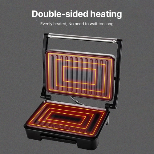 Panini Grill Press Bread Maker, Double Side Heating Non Stick Bread Machine with Anti Heat Handle Up to 6 850W Panini Maker for Breakfast Brunch