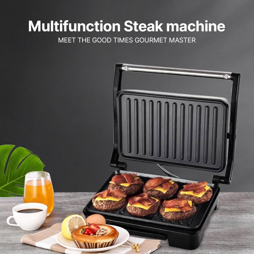 Panini Grill Press Bread Maker, Double Side Heating Non Stick Bread Machine with Anti Heat Handle Up to 6 850W Panini Maker for Breakfast Brunch