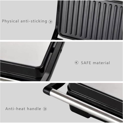 Panini Grill Press Bread Maker, Double Side Heating Non Stick Bread Machine with Anti Heat Handle Up to 6 850W Panini Maker for Breakfast Brunch