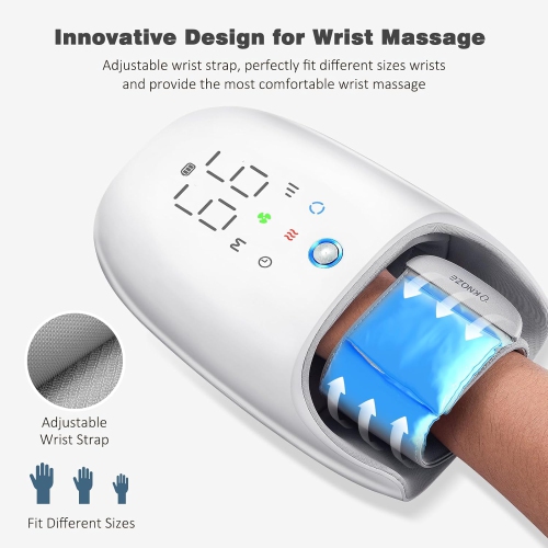 Hand Massager w/ Heating & Cooling Fan - 6 Modes x 6 Intensities, Touch Screen, Air Compression + Kneading, 3000mAh, 10-20 Min Timer, Pain Relief for