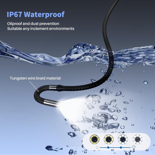 8.5 mm Handheld Industrial Endoscope – 1080P 2MP, 360° Camera, 4.3″ IPS, IP67 Waterproof, Temp Sensor, 2000 mAh Battery, 1 m Cable for Pipe/Auto