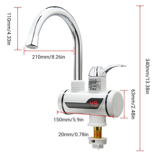 Instant Hot Water Tap Faucet Fast Heat Kitchen Faucet Washbasin Hot Cold Dual-use Faucet Sink Water Faucet Under Inflow