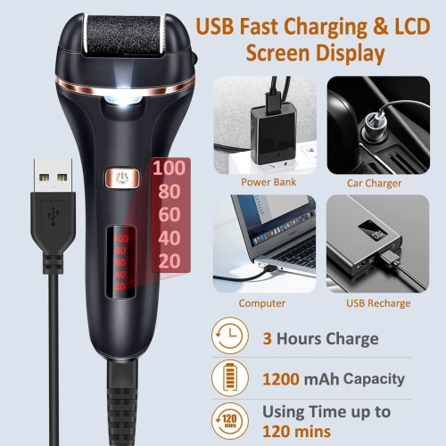 Electric Foot Callus Remover, Cordless Foot File, Waterproof Pedicure Kit for Cracked Heels and Dead Skin Removal